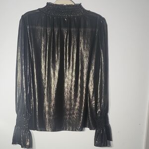 Worthington Shiny Black and Gold Blouse